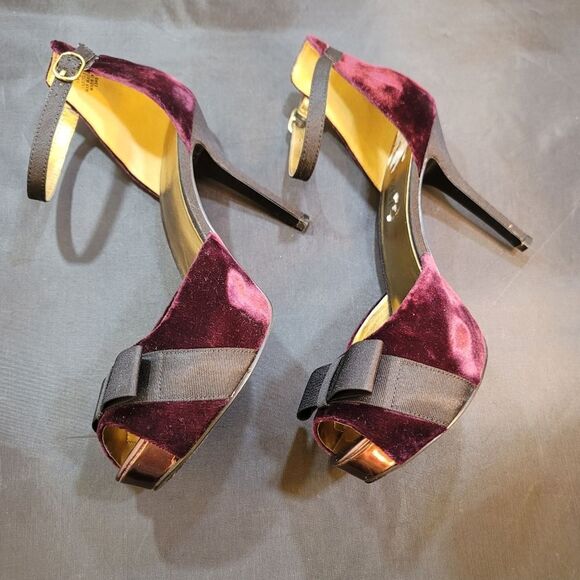 NINE WEST SATIN BOWNOT HIGH HEEL STILETTO OPEN-TOE SANDAL - Picture 10 of 15